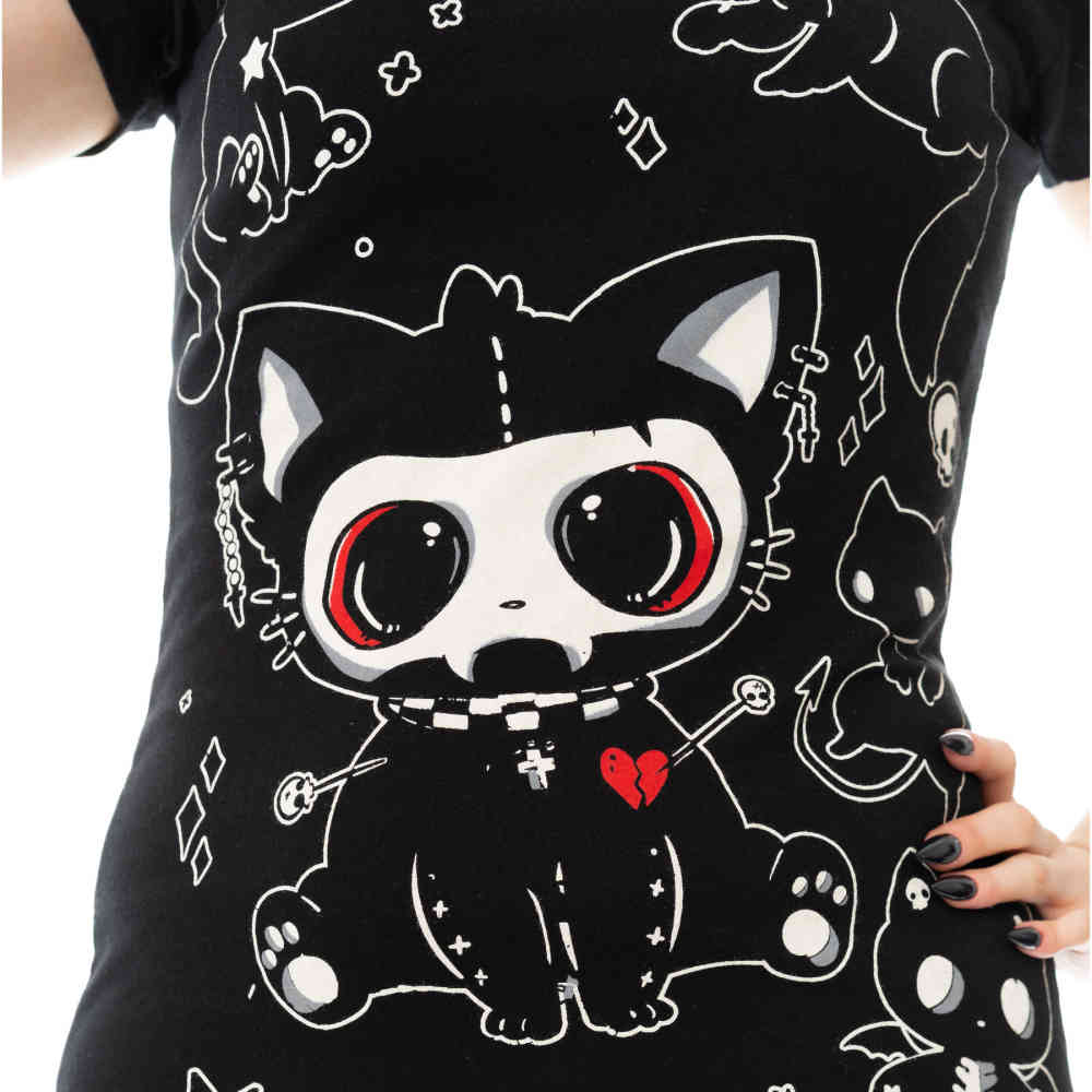 Cupcake Cult - Phantom Kitty Dames Tshirt - Zwart